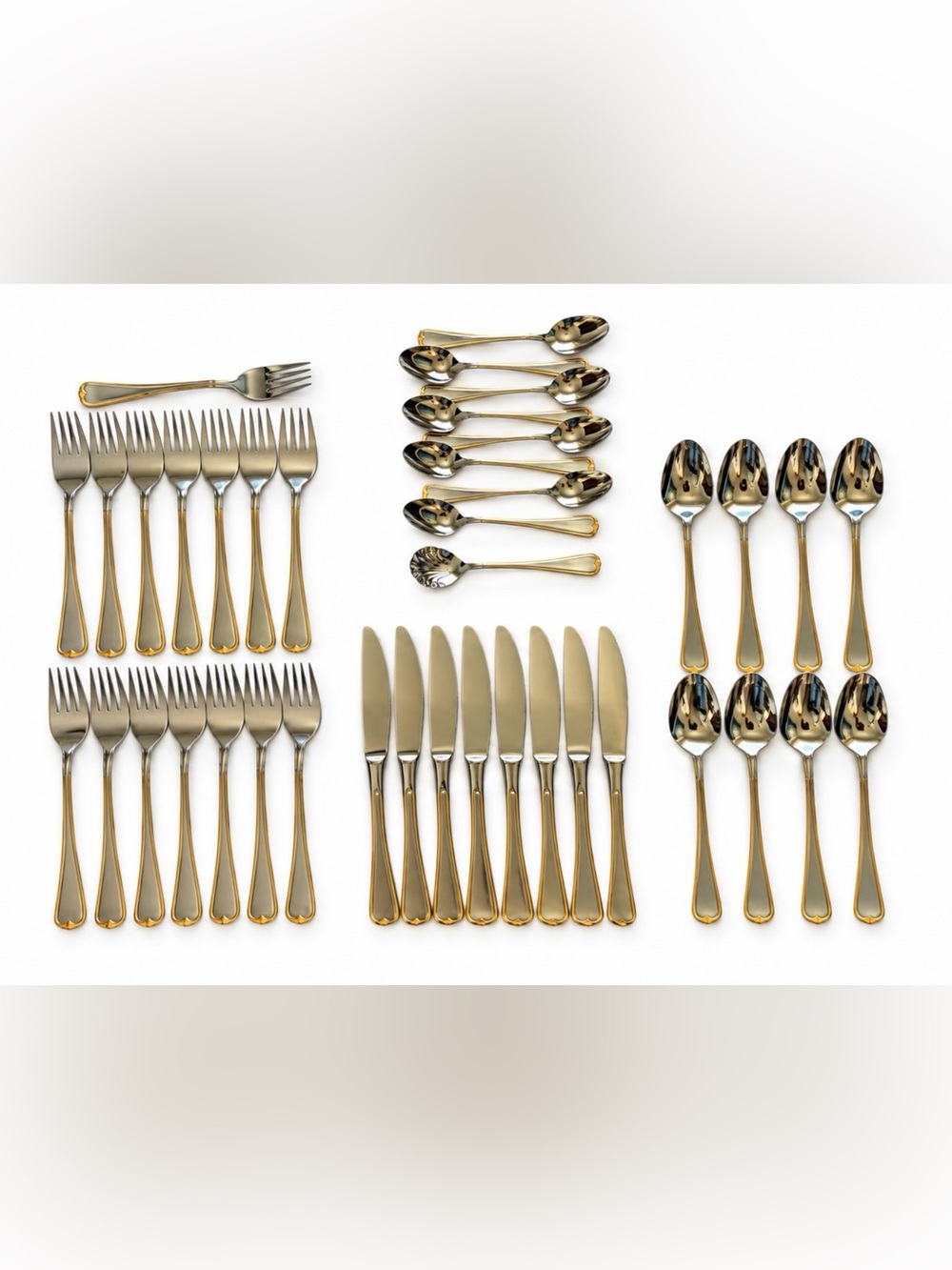 Vintage Wirths Solingen Germany Flatware Set - 41 Pcs, Stainless & Gold Accent